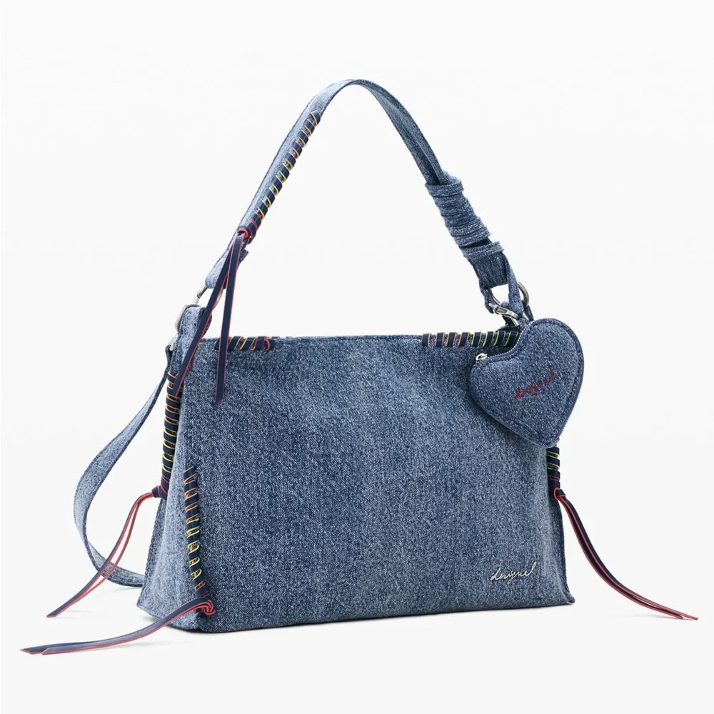 NWT Desigual Blue Denim Shoulder Bag and Heart Coin Pouch 2026 collection 🌱 - Picture 3 of 16